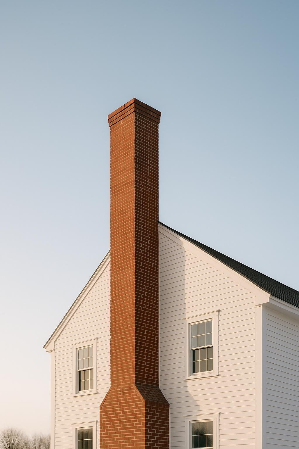 Brick chimney on a colonial house (illustration)